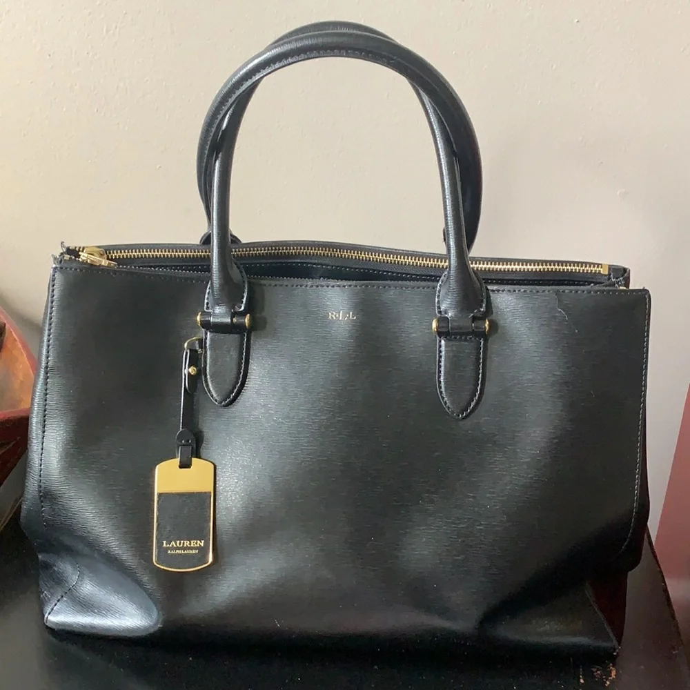 Lauren Ralph Lauren Black Laptop Work Tote Bag